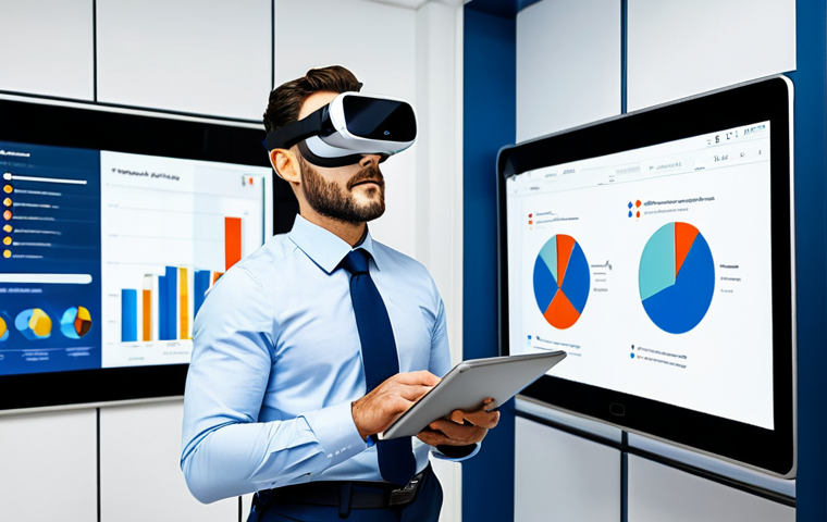 A professional male real estate agent, fully clothed in a modest business suit, stands confidently in a sleek, modern office. He holds a tablet showcasing an interactive 3D property model, with a virtual reality headset and a large monitor displaying market analytics subtly in the background. The agent maintains a knowledgeable and reassuring expression, embodying a strategic and versatile expert. Safe for work, appropriate content, fully clothed, professional, perfect anatomy, correct proportions, natural pose, well-formed hands, proper finger count, natural body proportions, high quality, professional photography.