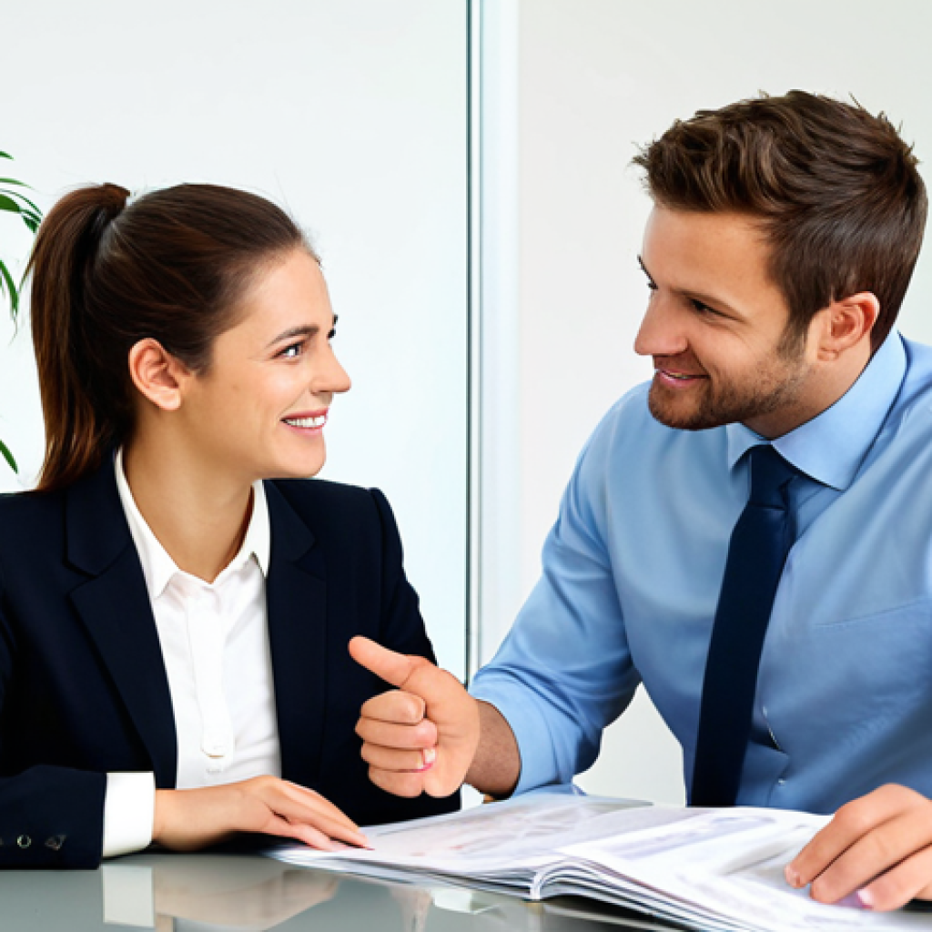 Meeting with a Real Estate Agent**
"A friendly, professional real estate agent, fully clothed in a modest business suit, sitting across a table from a young couple in a bright, modern office. The agent is gesturing towards a property brochure. Natural lighting, warm atmosphere, potted plant in the background. Safe for work, appropriate content, professional setting, perfect anatomy, natural proportions, family-friendly scene, well-formed hands, proper finger count."
**