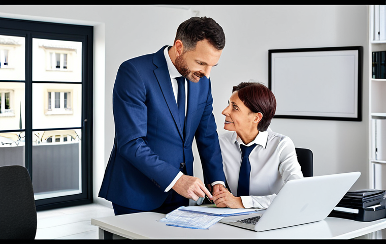 Declaring Rental Income**
"A tax advisor in a bright, modern office assisting a client with their French property tax return, focusing on 'Revenus Fonciers' (rental income), fully clothed in professional attire, safe for work, appropriate content, perfect anatomy, correct proportions, professional scene, family-friendly."
**