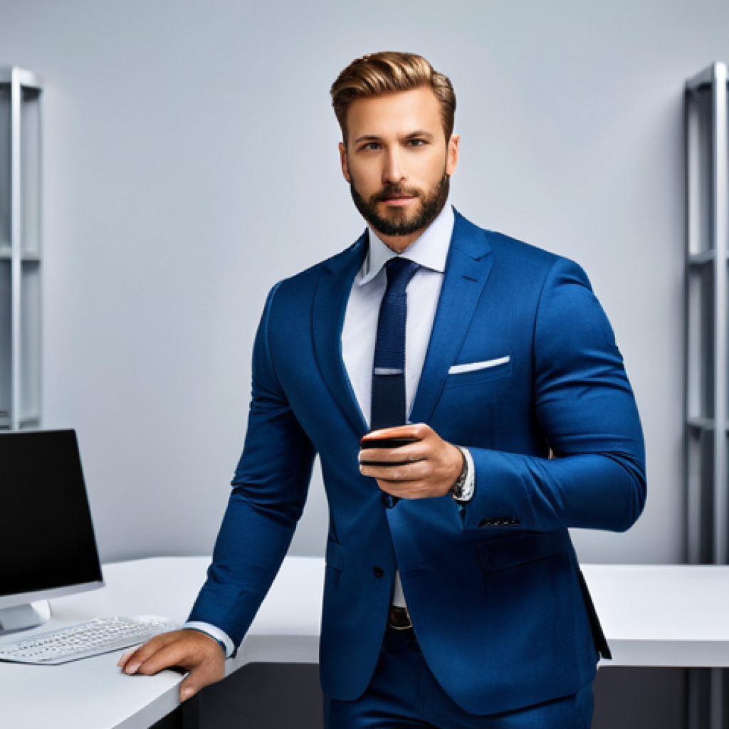 공인중개사와 최신 부동산 기술 적용 사례 - Image Prompt 1: The Digital Strategist Agent**