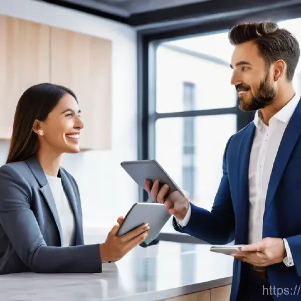 공인중개사로서의 자기계발 - **Prompt for Digital Innovation in Real Estate:**
"A professional female real estate agent, in h...