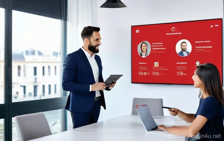 공인중개사와 최신 부동산 기술의 접목 사례 - **"A diverse group of real estate professionals, including a smartly dressed man and woman in their ...