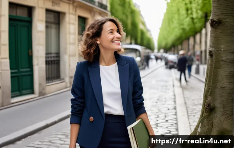 공인중개사 부동산 거래 경험 공유 - **Prompt:** A highly professional French real estate agent, a woman in her late 30s with an elegant ...