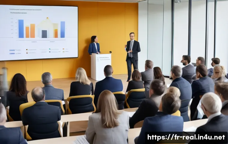 공인중개사 자격증 활용 부동산 세미나 - A professional and engaging real estate seminar taking place in a modern, well-lit conference room i...