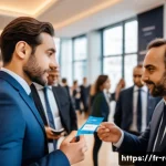 공인중개사 자격증의 취득 후 시장에서의 활용성 - A professional real estate networking event in a modern Parisian conference hall, featuring diverse ...