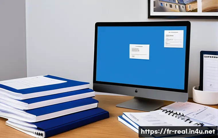 공인중개사 필수 서류 준비 요령 - A professional real estate agent’s office in France, featuring a neat and modern workspace with a la...