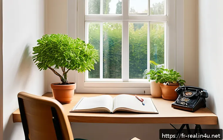 공인중개사 시험 준비와 최적의 학습 환경 - A bright, cozy study corner in a French apartment featuring a small wooden desk placed next to a lar...