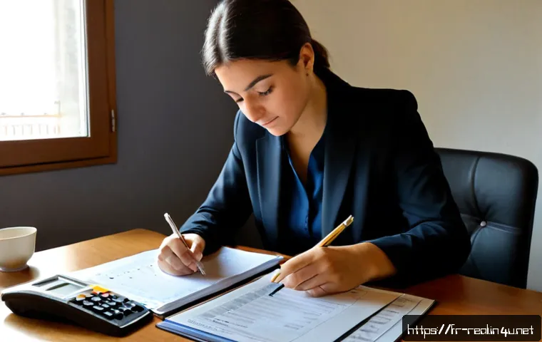 공인중개사 시험 응시생을 위한 꿀팁 - Photorealistic French real estate licensing exam candidate studying at a tidy apartment desk in Lyon...